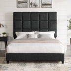 Squares Upholstered Headboard Platform Bed