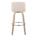 Toriano - Contemporary Fixed Height Barstool With Swivel & Round Footrest (Set of 2)