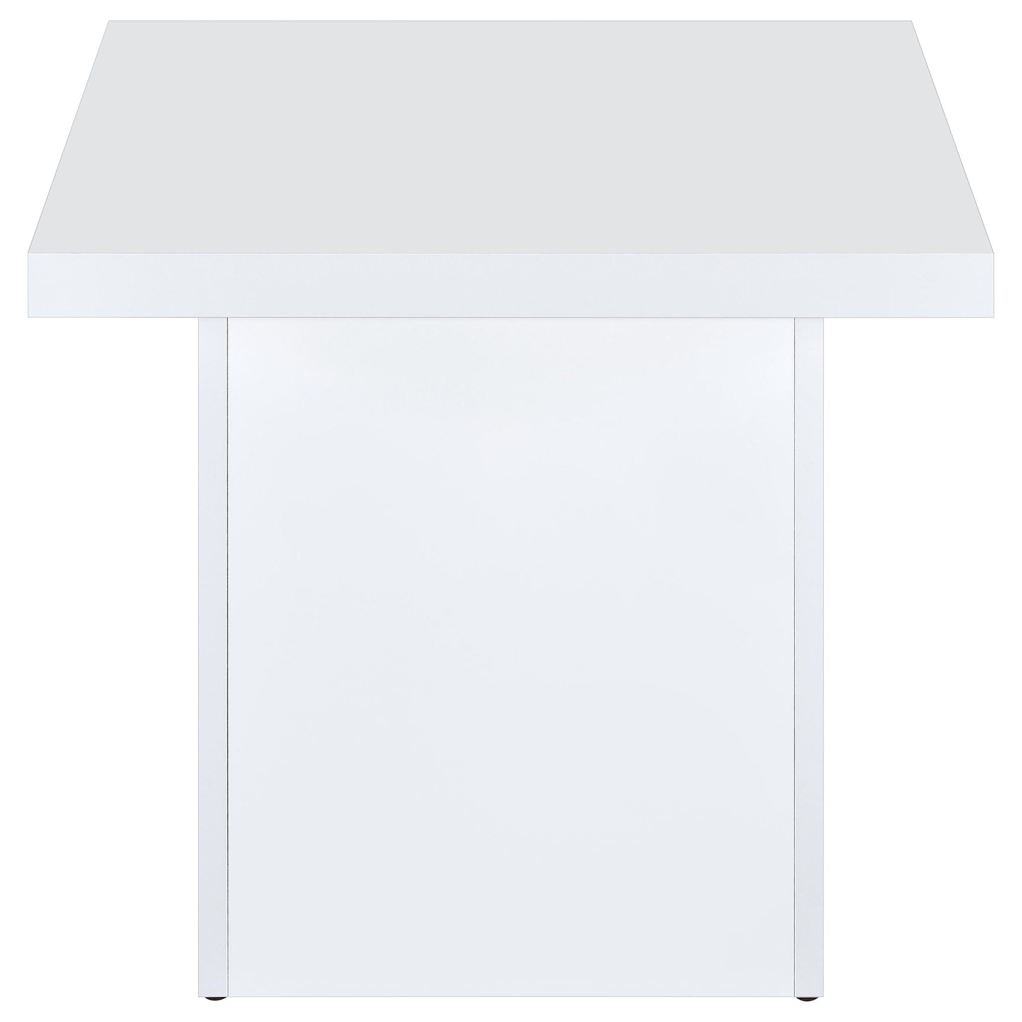 Devar Square Engineered Wood Side End Table White High Gloss