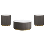 Jason 3-piece Round White Marble Coffee Table Set Charcoal