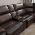 Brazil - Power Sectional With Adjustable Headrest & Footrest - Dark Brown