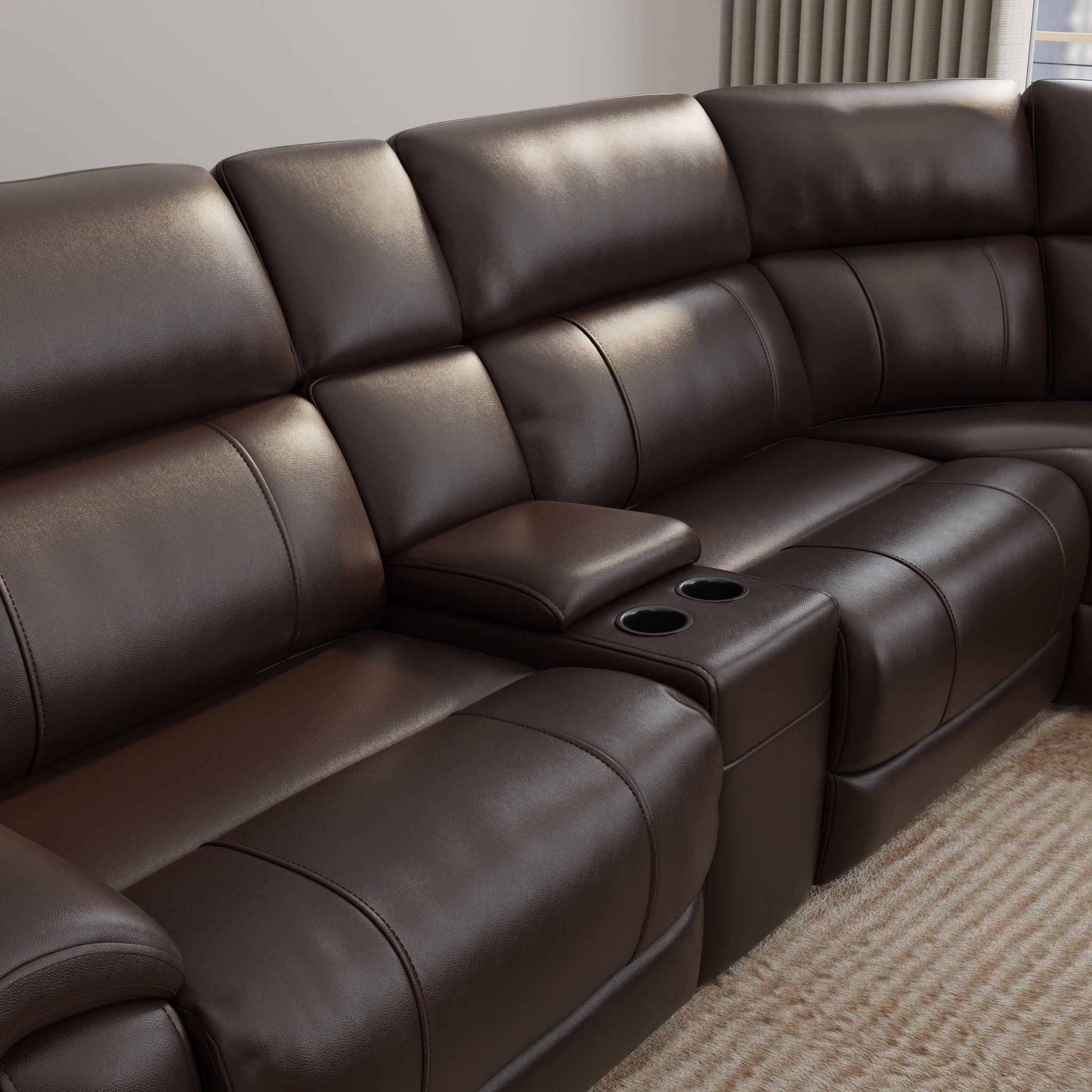 Brazil - Power Sectional With Adjustable Headrest & Footrest - Dark Brown