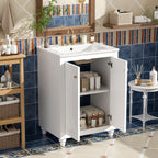 Bathroom Vanity With Ornate Elliptical Motif, Soft Close Hinges