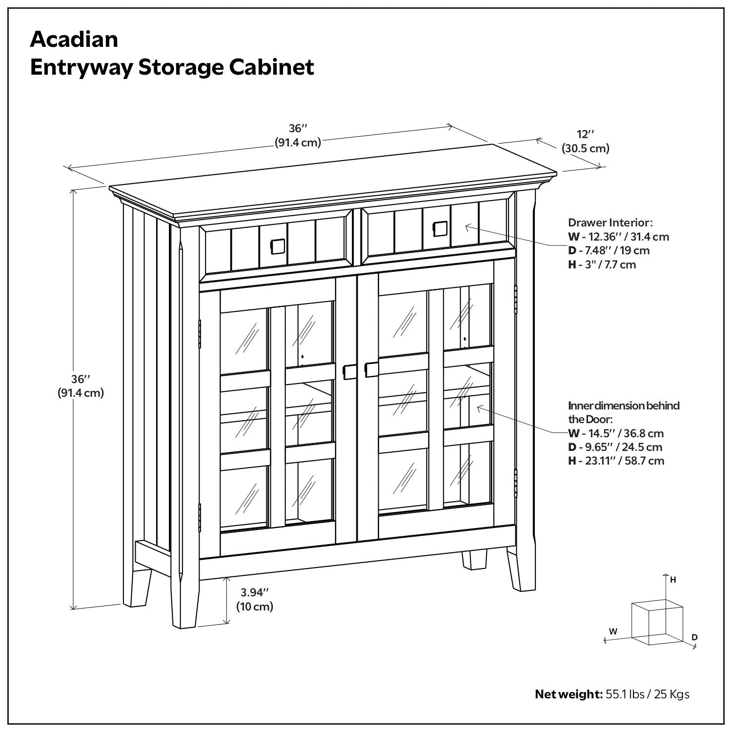 Acadian - Handcrafted Entryway Storage Cabinet