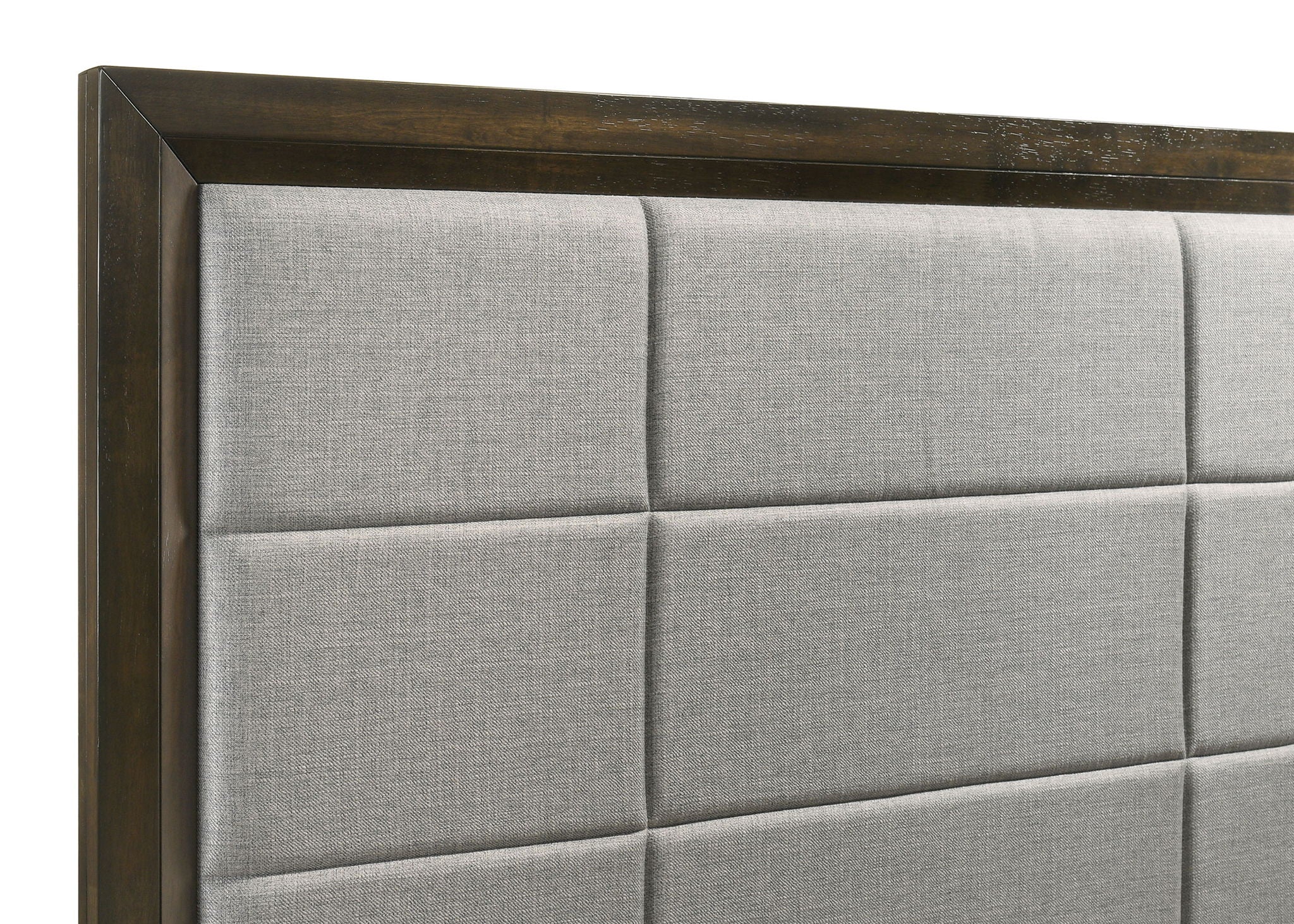 Atlas 64-inch Queen Upholstered Panel Bed Grey and Dark Oak