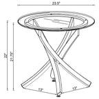Brooke Round Glass Top Side End Table Metal Base Chrome