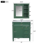 Bathroom Vanity With Top Sink, 2 Doors And 3 Drawers, Freestanding Set With Mirror Cabinet