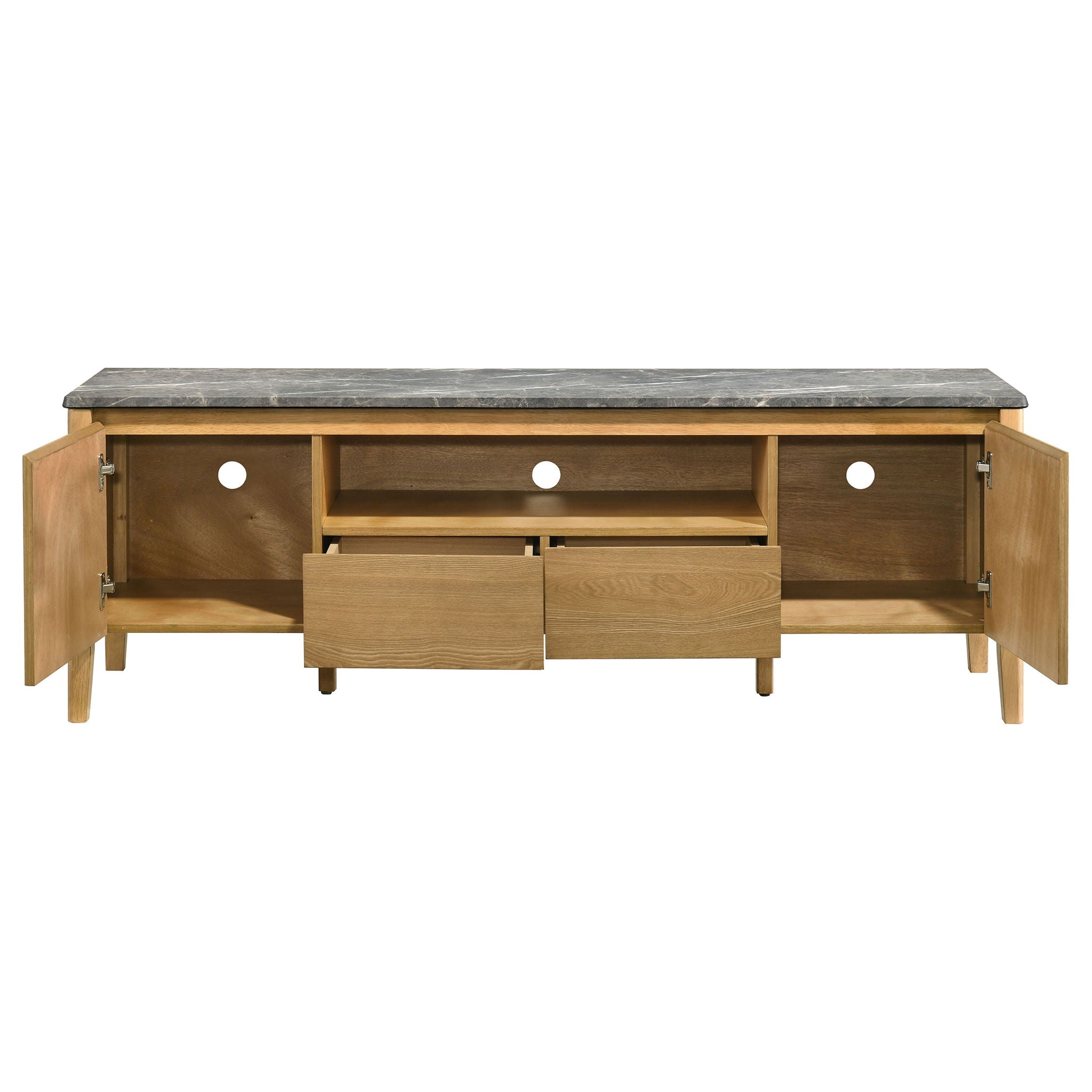 Bradley 63-inch 2-Door SmartTop TV Stand Grey and Natural