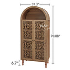 Tall Kitchen Pantry Cabinet With Hollow Carved Doors Adjustable Shelves Versatile Storage Cabinet For Kitchen - Walnut