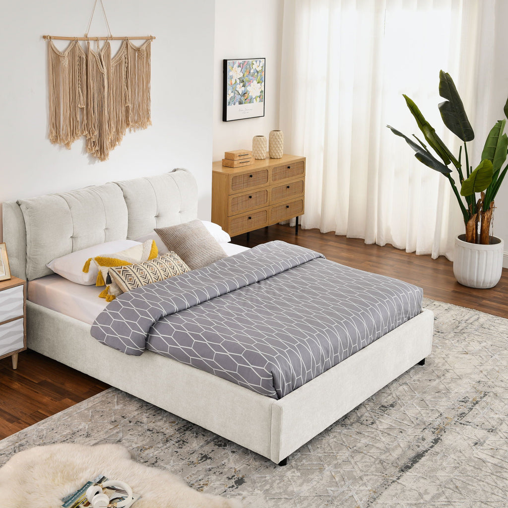 Storage Upholstered Hydraulic Platform Bed With Integrated Headboard