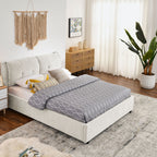 Storage Upholstered Hydraulic Platform Bed With Integrated Headboard