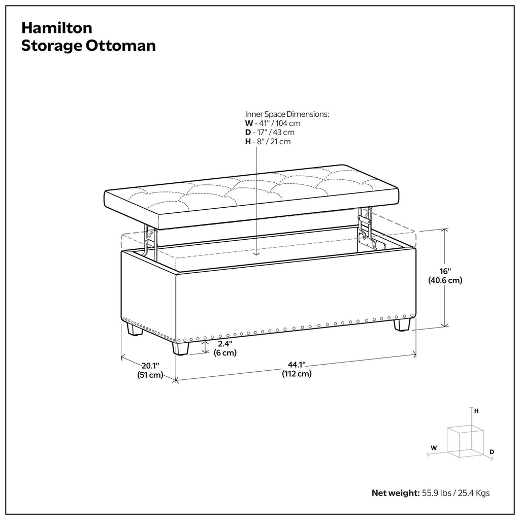 Hamilton - Upholstered Lift Top Rectangular Storage Ottoman