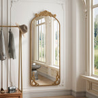 Full Body Arched Mirror With Vintage Carved Applique
