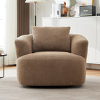 360° Swivel Barrel Sofa Chair With Throw Pillow, Upholstered Accent Chair