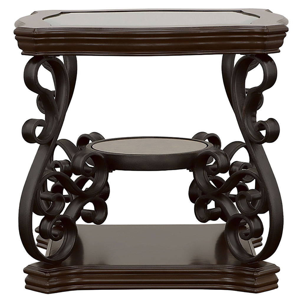 Laney 1-shelf Glass Top Square End Table Deep Merlot