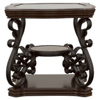 Laney 1-shelf Glass Top Square End Table Deep Merlot