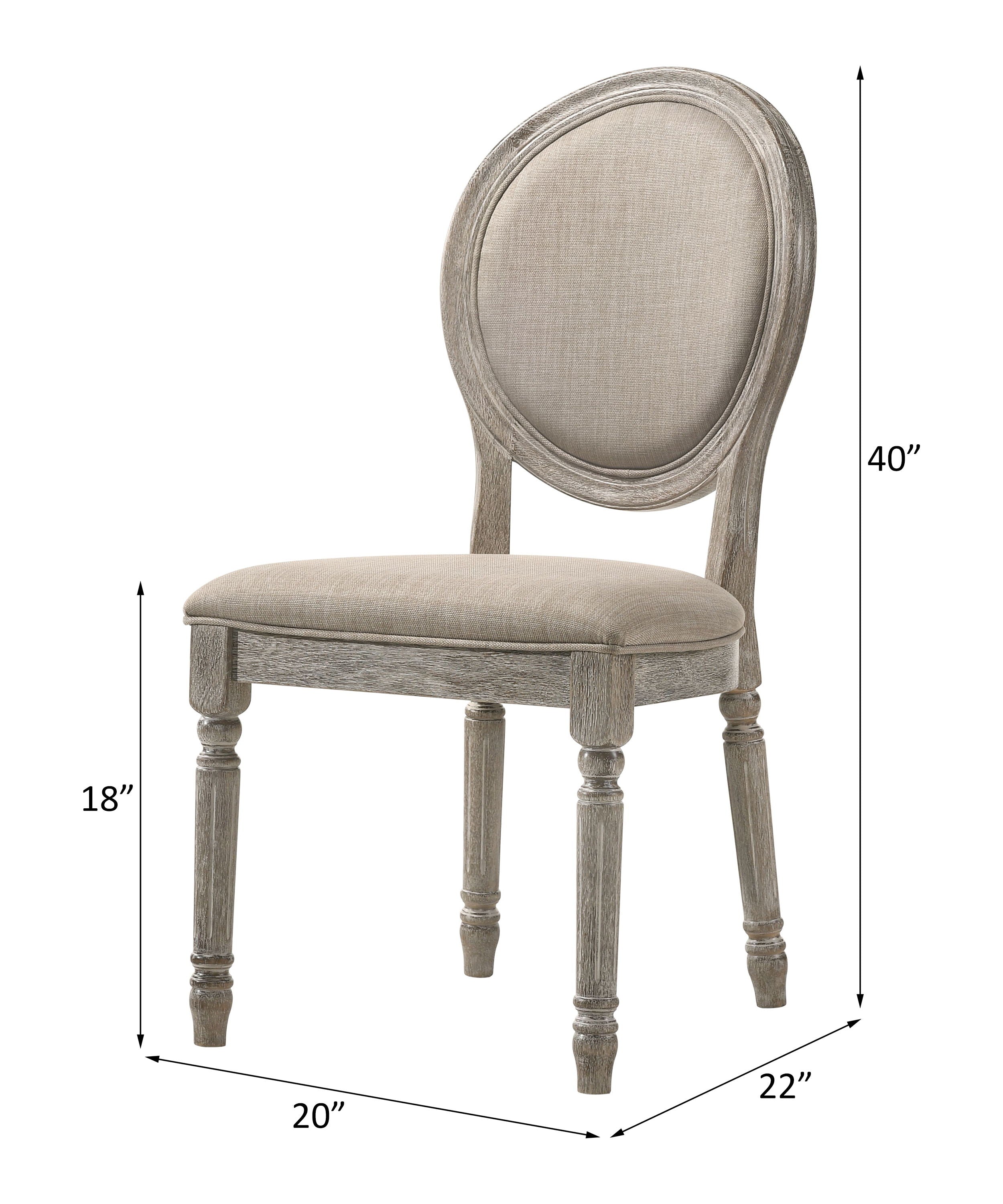 Faustine - Side Chair (Set of 2) - Tan Fabric & Salvaged Light Oak