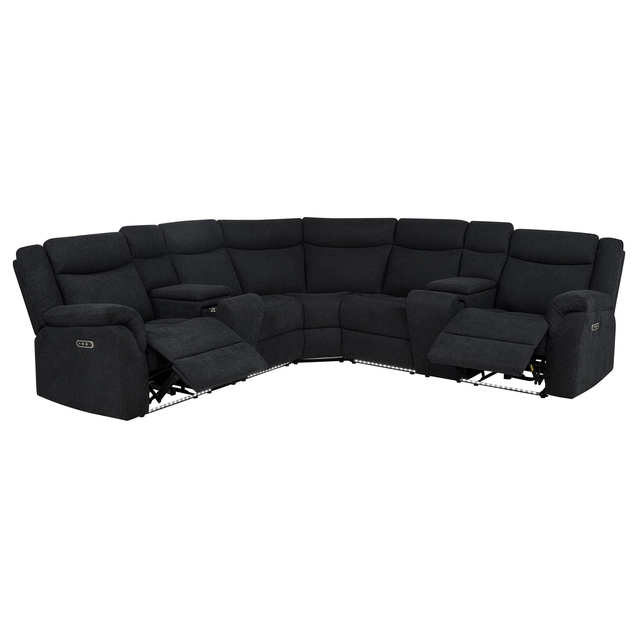 Hagen Upholstered Power Reclining Sectional Sofa Steel Grey