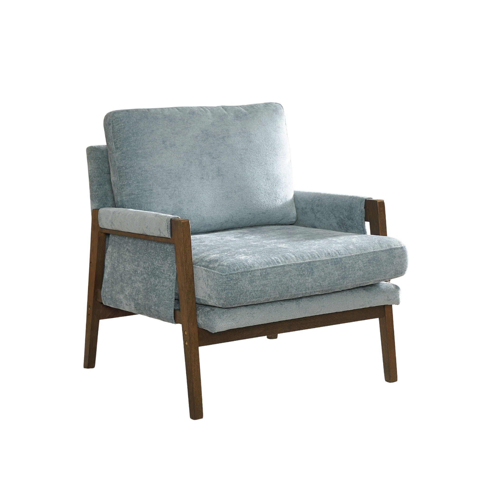 Kelly - Mid-Century Modern Velvet Accent Armchair - Blue
