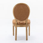 French Style Solid Wood Frame Antique Painting, Hand-Pulled Buckle Decoration Artificial Dining Chair With Nailhead Trim, Wood Legs
