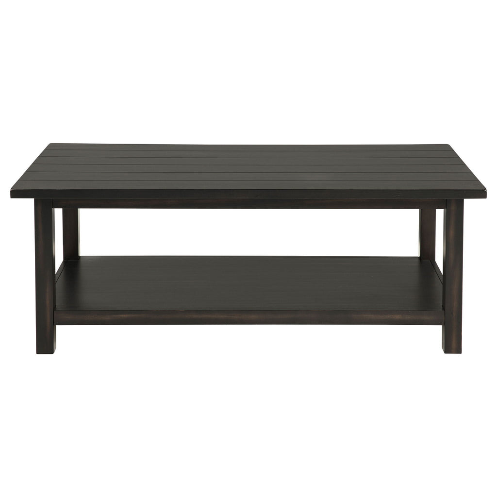 Payne Wood Coffee Table with Shelf Distressed Java