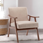 Mid Century Modern Accent Chair With Solid Wood Frame And Extra Thick Backrest