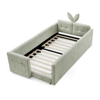 Cute Rabbit Ear Upholstered Platform Bed Frame With Safety Rail