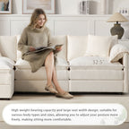 Modular Sectional With Deep And Wide Seat, Cloud Couch Set With Double Cushions Sofa With Movable Ottoman