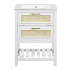 Modern Bathroom Vanity With Integrated Sink, Cabinet With 1 Deep Drawer And 1 Tip-Out Drawer