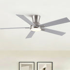 Low Profile Flush Mount Intergrated LED Ceiling Fan With Light And Reversible Quiet Motor