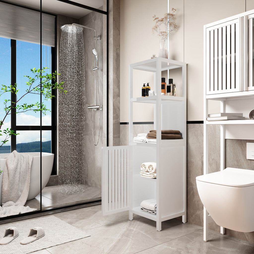 Storage Cabinet With Tall Tower, Multifunctional For Bathroom
