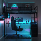 Loft Bed With LED Desk And 4 Storage Shelves