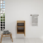 Floating Bathroom Vanity Single Door Base Cabinet, Wall Mounted Storage - Light Oak