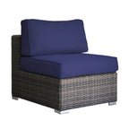 Wicker Seating Group Set With Table And Cushions
