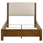 Adderley Queen Wood Panel Bed Cream and Warm Brown