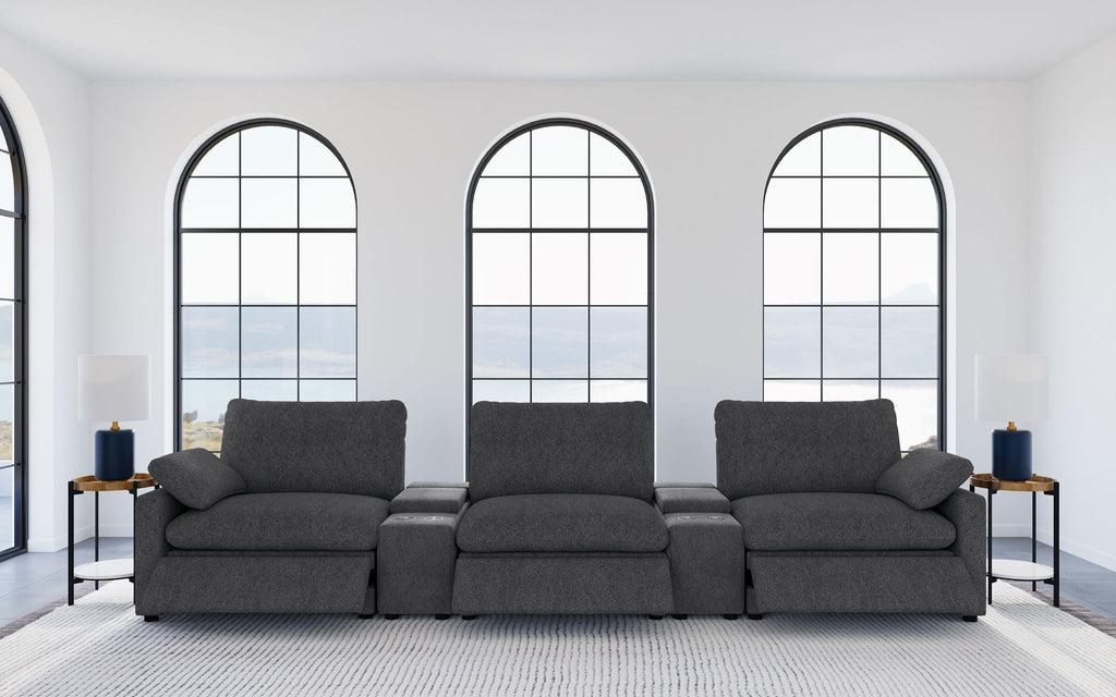 Collins 5-Piece Power Reclining Home Theater Seating Dark Grey