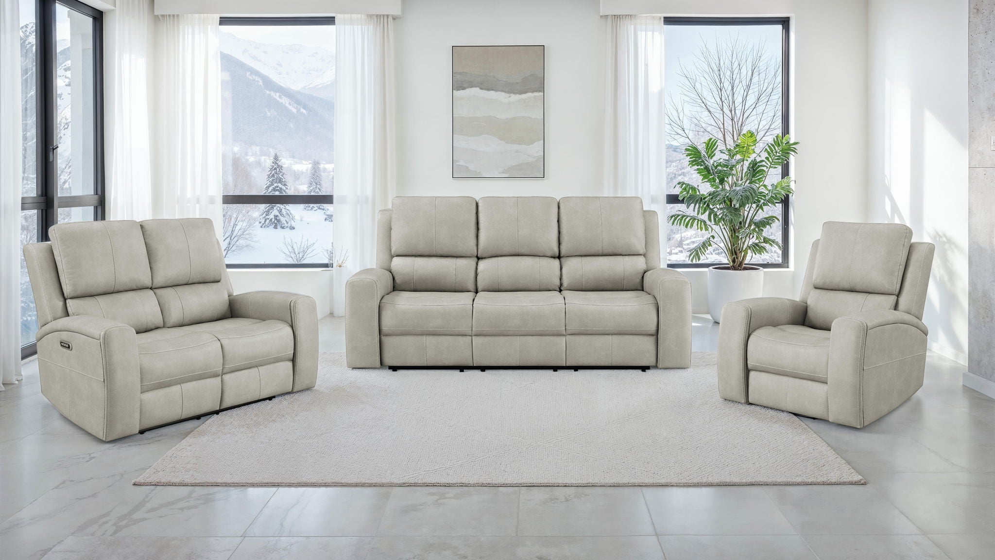 Brickston 3-piece Triple Power Reclining Sofa Set Grey