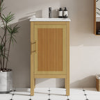 Bathroom Cabinet With Sink, Adjustable Shelf, Soft Closing Hinges - Natural Wood