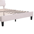 Upholstered Platform Bed With Flower Pattern Headboard
