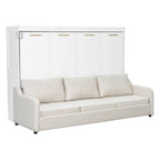 Murphy Cabinet Bed With Folding Sofa, Built In Storage Shelves And LED Light
