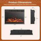 23" Electric Fireplace &amp; Space Heater Heater with Flame Color and Brightness Control