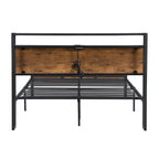 Platform Bed Frame With Wooden Headboard And Footboard, USB Liner