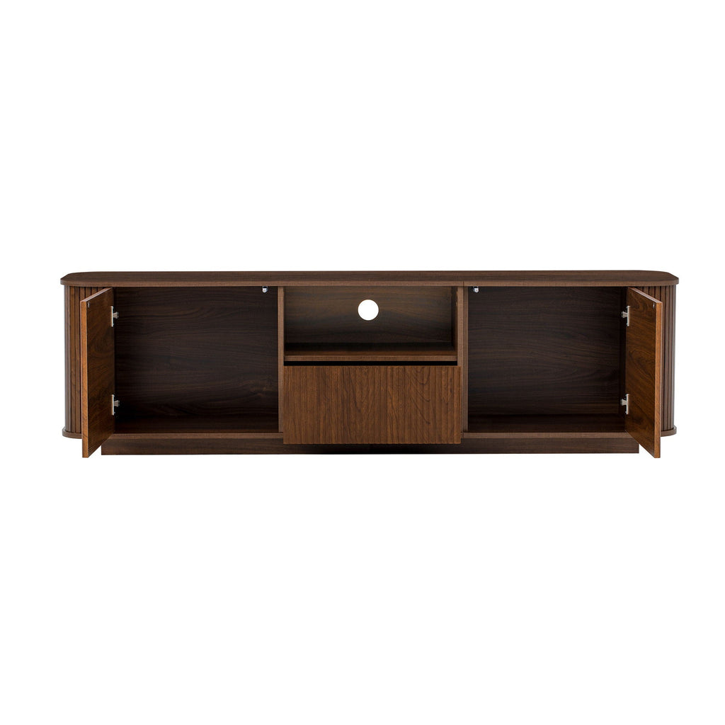70" TV Stand With Ample Storage, Curved Corners - Dark Brown