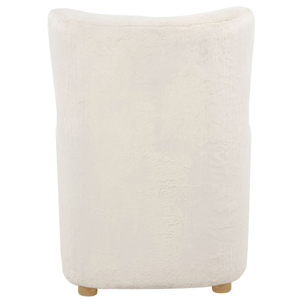 Thornton Faux Fur Upholstered Wingback Lounge Accent Chair Ivory