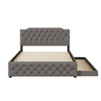 Upholstered Platform Bed With Trundle And 2 Sets Of USB Ports On Each Side, Fabric