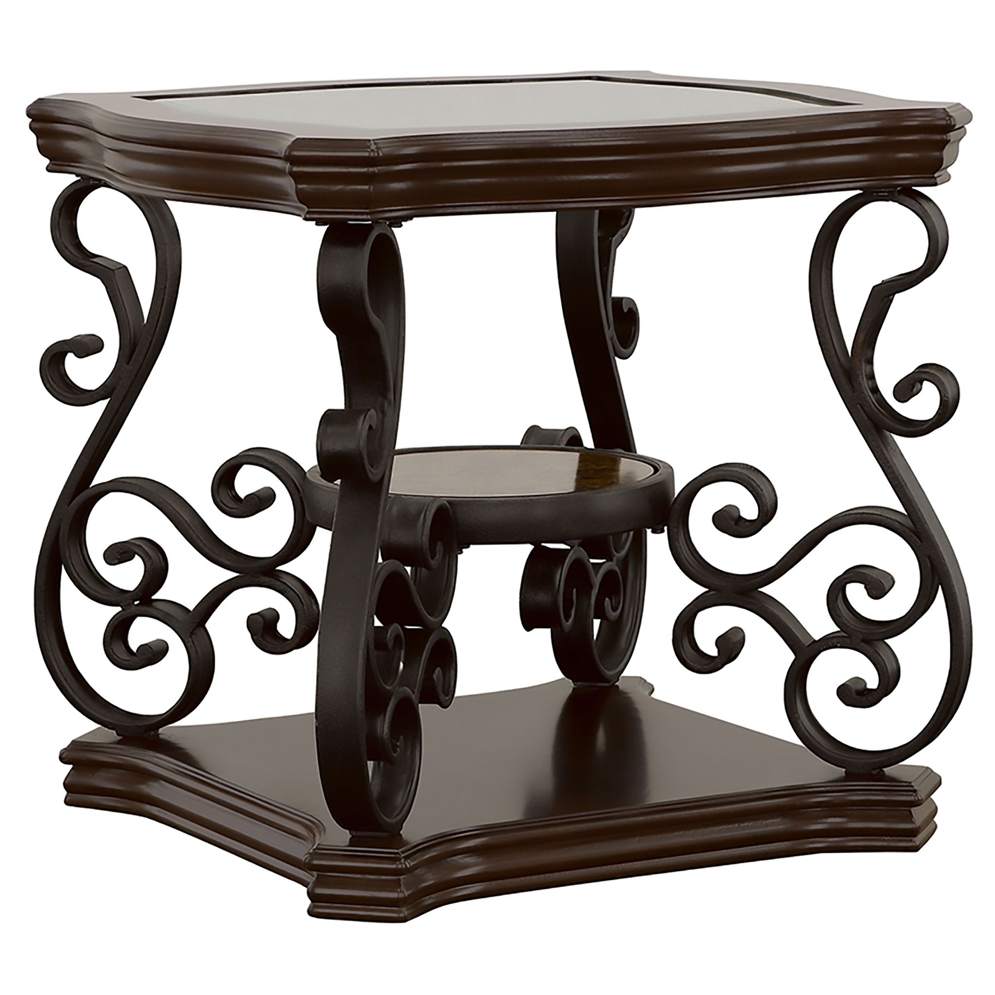 Laney 1-shelf Glass Top Square End Table Deep Merlot