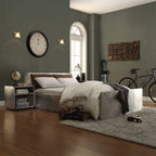 Brancaster - Queen Bed - Retro Brown Top Grain Leather & Aluminum