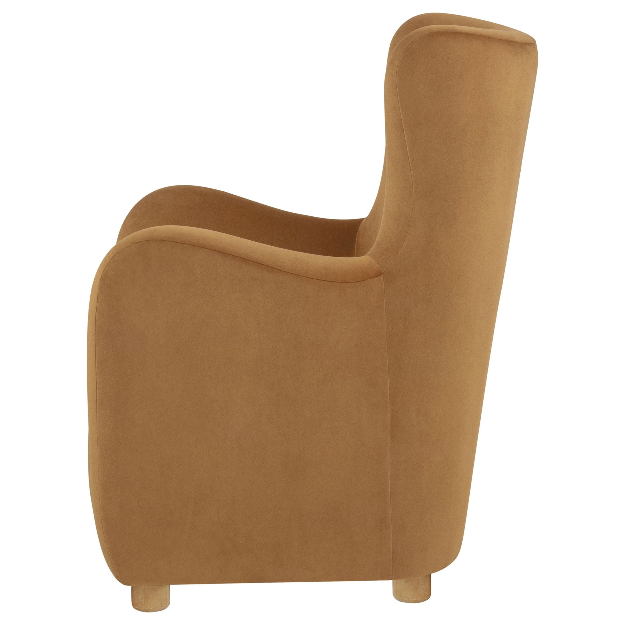 Thornton Velvet Upholstered Wingback Lounge Accent Chair Cognac