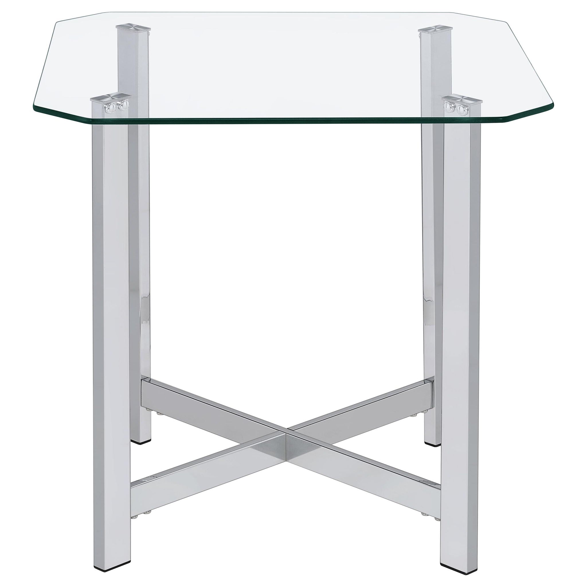 Cronin 2-piece Tempered Glass Top Coffee Table Set Chrome