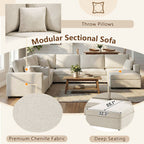 Modular 5 Seat U-Shape Sectional Sofa With Chaise Lounge, Built In Cup Holders And Storage Drawer